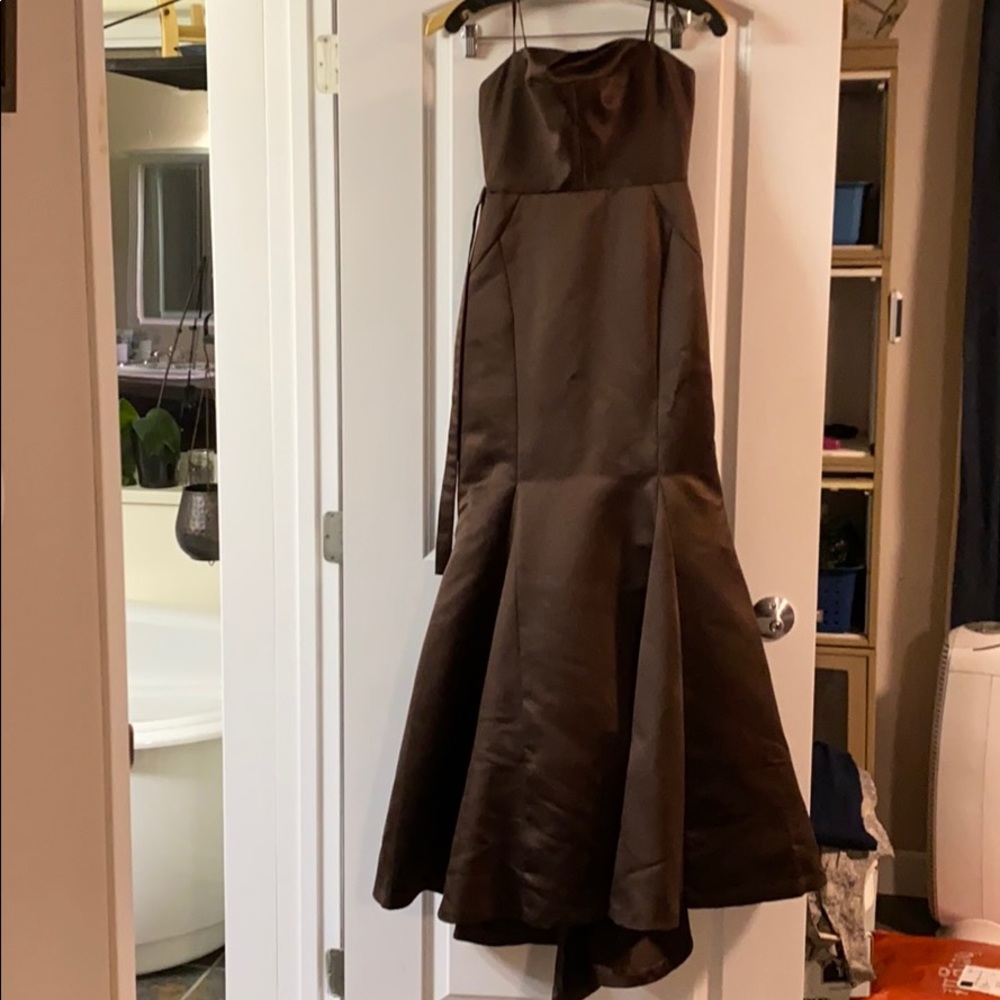 Brown BCBG satin mermaid formal gown. Size 4
